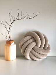 Velvet Round Pillow, Flat Knot Cushion in Swirl Shape, Cute Accent Pillow For Guest Room, Original Swedish Design, Housewarming Gift