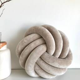 Velvet Round Pillow, Flat Knot Cushion in Swirl Shape, Cute Accent Pillow For Guest Room, Original Swedish Design, Housewarming Gift - thumbnail 2