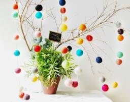 Felt Balls Garland. Christmas Garland 50 3 Metres Pom Rainbow Party Decoration, Wedding, Nursery Decor Colourful Mixed Colour - thumbnail 3