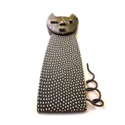 Black Cat Wall Sculpture Handmade Ceramic & Wood Art - thumbnail 3