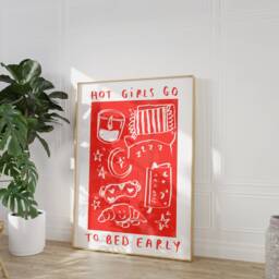 Hot Girls Go To Bed Early Wall Print - Night Poster Sleep Lover Aesthetic Gift Idea Jellycat - thumbnail 3