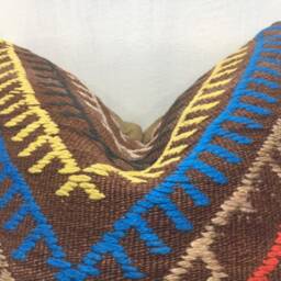 Vintage Kilim Pillow Cover, Turkish Woven Design, 20x20 Sofa Cushion - thumbnail 2