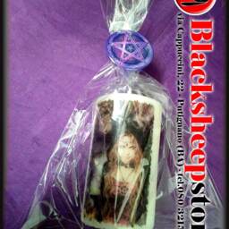Personalized Candle With Witch & Pentacle, Achievable On Request Any Image, Photo Or Phrase Of Your Choice, Wicca, Free Brooch - thumbnail 2