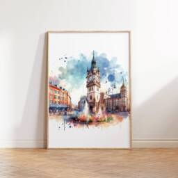 Leicester Poster Prints - Set Of 3 Posters - Watercolour Wall Art Decor Travel England Hanging Artwork Gift UK Painting - thumbnail 3