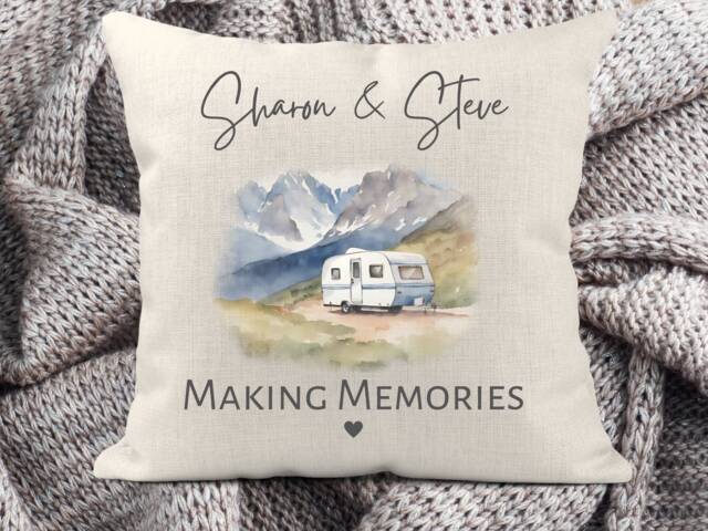 Personalised Touring Caravan Cushion, Decor, Father's Day, Gift For Grandparents, Owner, Travel Lover Birthday - image 1
