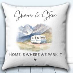 Personalised Touring Caravan Cushion, Decor, Father's Day, Gift For Grandparents, Owner, Travel Lover Birthday - thumbnail 3