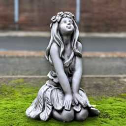 Garden Concrete Fairy Sculpture Cement Pixie Figurine Outdoor Stone Nymph Statue Handmade Ornament Fantasy Decoration Yard Art - thumbnail 3