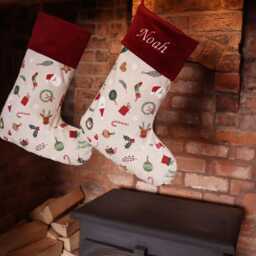 Personalized Kids Christmas Stocking Embroidered Velvet, Custom Name, Made in UK - thumbnail 4