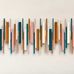 Teal Copper Geometric Wood Wall Art - Modern Statement Sculpture - thumbnail 3