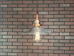 "Industrial Pendant -Copper 8"" Glass Clear Flat Shade With Patented ""Huila Connector"