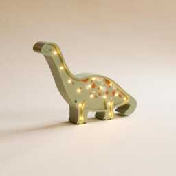 Wooden Dinosaur Lamp - Personalized Night Light Sage Green Nursery Decor Brachiosaurus Kids Room Baby Shower Gifts - thumbnail 4