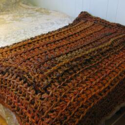 Crochet Blanket in Fall Colors, Orange & Brown - thumbnail 2
