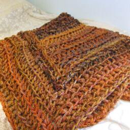 Crochet Blanket in Fall Colors, Orange & Brown - thumbnail 3