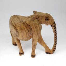 Set Of 4 Hand Carved Elephant Herd Olive Wood. Light Brown Polished African Art Souvenirs, Unique Housewarming Gift. Ready To Ship Worldwide - thumbnail 4