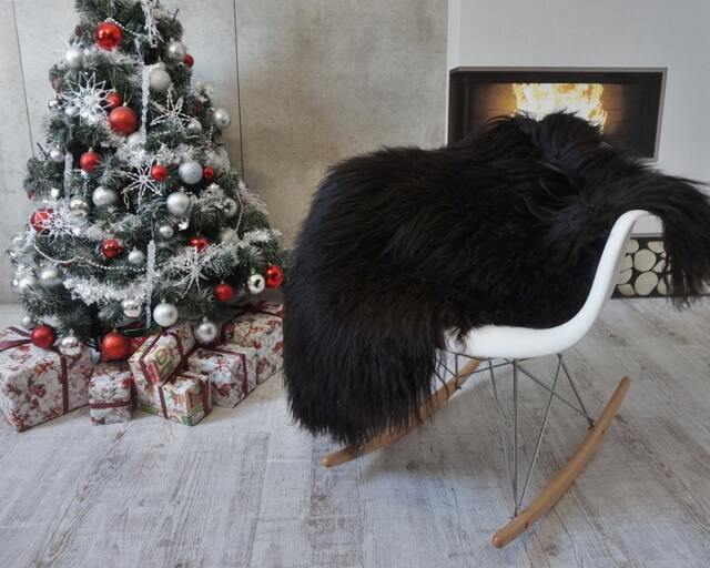"Giant Sheepskin Icelandic Black Throw Genuine Leather Sheep Skin 50 ""x 30" - image 1