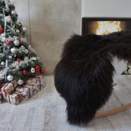 "Giant Sheepskin Icelandic Black Throw Genuine Leather Sheep Skin 50 ""x 30" - thumbnail 2
