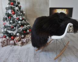 "Giant Sheepskin Icelandic Black Throw Genuine Leather Sheep Skin 50 ""x 30" - thumbnail 1