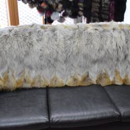 Real Coyote Fur Blanket Throw Light Gray Color, Home Warmer - thumbnail 2