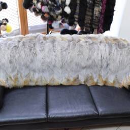 Real Coyote Fur Blanket Throw Light Gray Color, Home Warmer - thumbnail 3