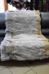 Real Coyote Fur Blanket Throw Light Gray Color, Home Warmer - thumbnail 1