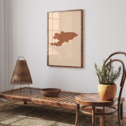 Kyrgyzstan Map Boho Wall Art Print Mid Century Travel Poster - thumbnail 3