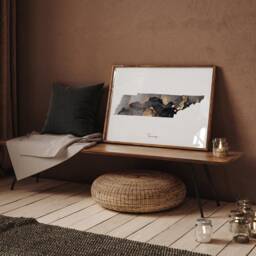 Tennessee Map Black & Gold Wall Art Print Us State - Usa United States Of America - thumbnail 2