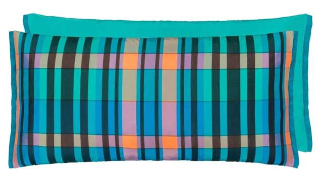 Designers Guild Fabric Banarsi Silk Cobalt Bolster Cover Plain Reverse 60x30cm /24x12 - image 1
