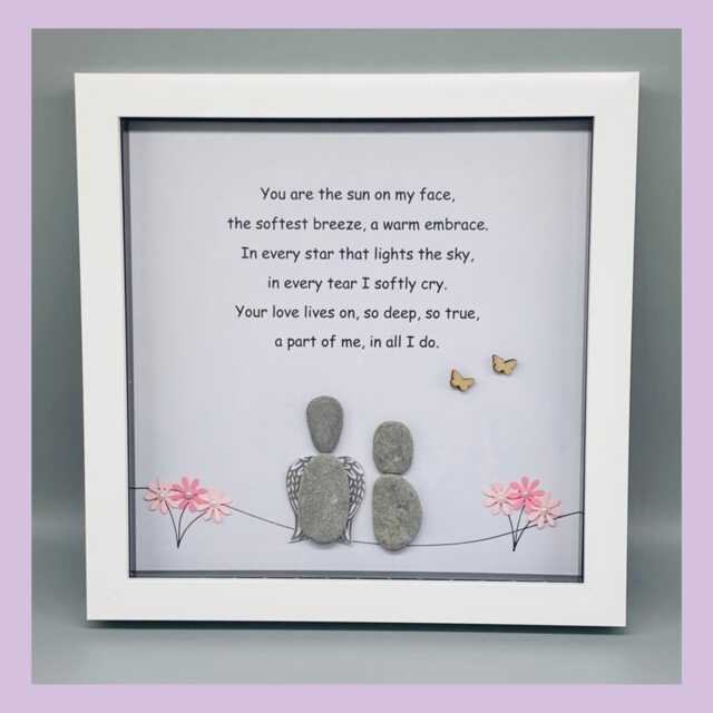 Sympathy Pebble Art Gift Frame, Bereavement Thinkng Of You Gift, Loss Loved One Present - image 1