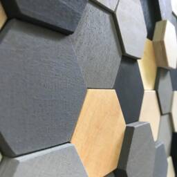 Reclaimed Wood Hexagon Mosaic - Hand-Painted Wall Art - thumbnail 3