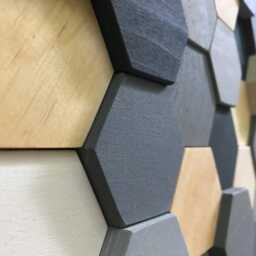 Reclaimed Wood Hexagon Mosaic - Hand-Painted Wall Art - thumbnail 4