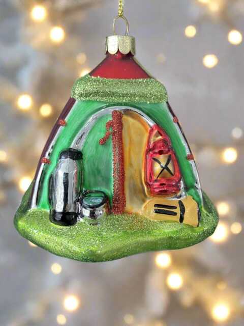Glass Christmas Camping Tent/Campers Tent Bauble Tree Hanging Decoration/Christmas/Seasonal/ Glass Item - image 1