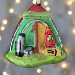 Glass Christmas Camping Tent/Campers Tent Bauble Tree Hanging Decoration/Christmas/Seasonal/ Glass Item - thumbnail 2