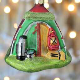 Glass Christmas Camping Tent/Campers Tent Bauble Tree Hanging Decoration/Christmas/Seasonal/ Glass Item - thumbnail 3