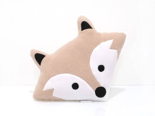 Tan Fox Pillow - Handmade Head Pillow, Woodland Nursery Decor. Kids Room - image 1