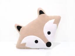 Tan Fox Pillow - Handmade Head Pillow, Woodland Nursery Decor. Kids Room - thumbnail 1