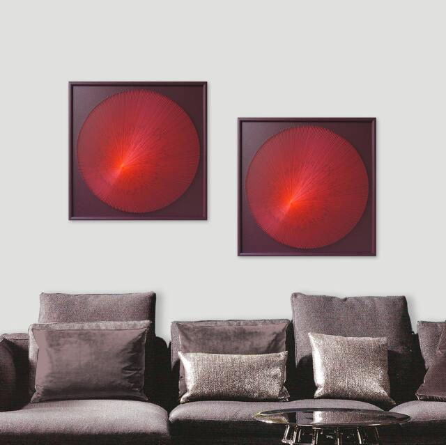 Elegant Red String Art - Calming Minimalist Geometric Zen Wall Decor - image 1