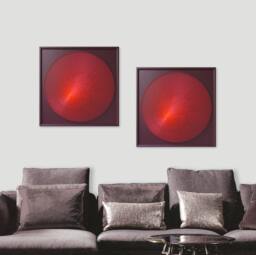 Elegant Red String Art - Calming Minimalist Geometric Zen Wall Decor