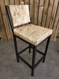 Cowhide & Embossed Wildflower Leather Bar Stool - Counter With Backs - Priced Per Stool - Fplbk