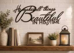 Bible Words He Makes All Things Beautiful Metal Wall Art Christian Home Faith Display Inspirational Mottos Scripture Verse Religious Gift - thumbnail 1