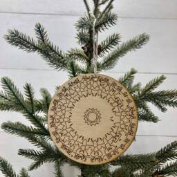 Boho Christmas Ornament, Style Wooden Decor, Natural Wood Bohemian Home Tree Holiday Decoration - thumbnail 2