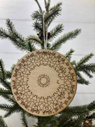 Boho Christmas Ornament, Style Wooden Decor, Natural Wood Bohemian Home Tree Holiday Decoration - thumbnail 1