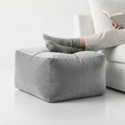 Bean Bag Pouffe Footstools Silver Grey Velvet Rectangle Ottoman Style Footstool Pouf - thumbnail 2