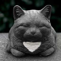 Concrete Kitty Statue Outdoor Black Cat Sculpture Cement Kitten Figurine Garden Pet Ornament Memorial Decor Handmade Lover Gift - thumbnail 1