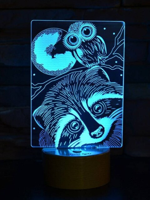 Cute Animals 3D Illusion Smart App Control Night Light Bluetooth, Music, 7&16M Color Mobile App, Made in UK - image 1