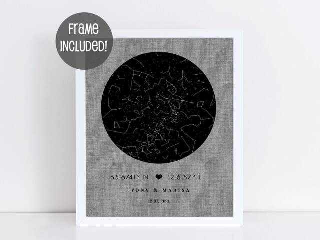 Custom Constellation Map On Cotton Or Linen - 2nd, 4Th 12Th Anniversary Gift For Husband Wife, Star Art, Personalized Him - image 1