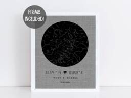 Custom Constellation Map On Cotton Or Linen - 2nd, 4Th 12Th Anniversary Gift For Husband Wife, Star Art, Personalized Him - thumbnail 1