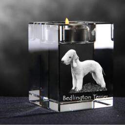 Bedlington Terrier, Crystal Candlestick With Dog, Souvenir, Decoration, Limited Edition, Collection - thumbnail 2