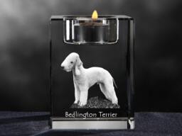 Bedlington Terrier, Crystal Candlestick With Dog, Souvenir, Decoration, Limited Edition, Collection - thumbnail 1