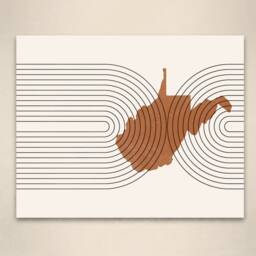 Mid Century Wall Art - Minimalist West Virginia & Decor, Abstract Mid-Century Modern Prints, State Map Print - thumbnail 2