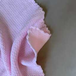 Soft Pink Knit Baby Blanket Acrylic Scallop Edge, Newborn Prop - thumbnail 3